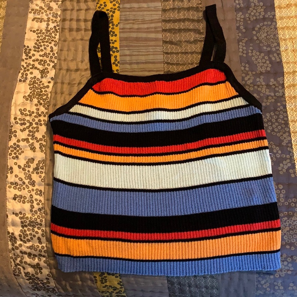SHEIN Rainbow Striped Cropped Top